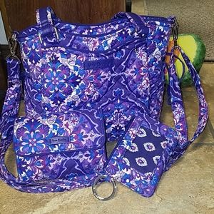 Vera Bradley Iconic Glenna Satchel,wallet,ID NWOT